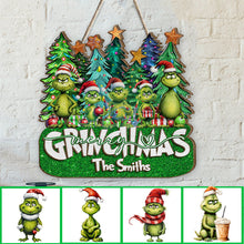 Load image into Gallery viewer, Personalized Merry Grinchmas 2 Layered Wood Sign for Christmas