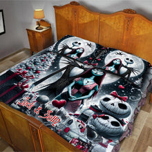 Load image into Gallery viewer, Personalized Nightmare Quilt Set with Jack and Sally Design