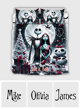 Load image into Gallery viewer, Personalized Nightmare Quilt Set with Jack and Sally Design