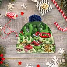 Load image into Gallery viewer, Personalized Christmas Beanie Hat with Grinch Design for Kids