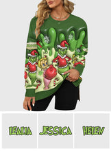 Load image into Gallery viewer, Personalized Christmas Sweatshirt Grinch Design for Women