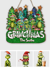 Load image into Gallery viewer, Personalized Merry Grinchmas 2 Layered Wood Sign for Christmas