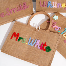 Load image into Gallery viewer, Personalized Crochet Tote Bag Custom Name Teacher Gift