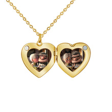 Load image into Gallery viewer, Personalized Heart Locket Pendant Necklace Custom Photo Gift for Mom