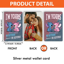 Load image into Gallery viewer, Personalized Metal Ohana Wallet Insert Card with Custom Message Gift for Couples