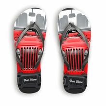 Load image into Gallery viewer, Personalized Jeep Flip Flops Custom Name for Beach Lovers
