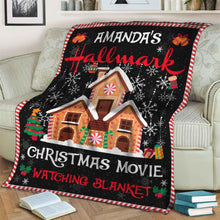 Load image into Gallery viewer, Personalized Christmas Movie Watching Blanket with Name Custom Festive Gift