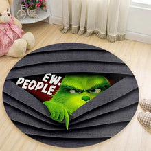 Load image into Gallery viewer, Personalized Christmas Round Rug with Grinch Design for Holiday Decor