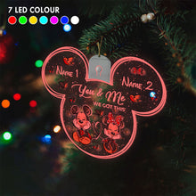 Load image into Gallery viewer, Personalized Christmas LED Acrylic Mouse Ornament for Couples