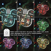 Load image into Gallery viewer, Personalized Christmas LED Acrylic Mouse Ornament for Couples