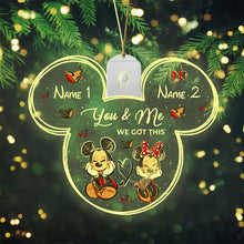 Load image into Gallery viewer, Personalized Christmas LED Acrylic Mouse Ornament for Couples