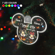 Load image into Gallery viewer, Personalized Christmas LED Acrylic Mouse Ornament for Couples