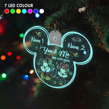 Load image into Gallery viewer, Personalized Christmas LED Acrylic Mouse Ornament for Couples