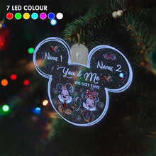 Load image into Gallery viewer, Personalized Christmas LED Acrylic Mouse Ornament for Couples