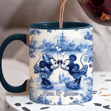 Load image into Gallery viewer, Personalized Blue & White Mouse Couple Accent Mug Gift