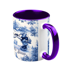 Load image into Gallery viewer, Personalized Blue & White Mouse Couple Accent Mug Gift