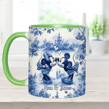Load image into Gallery viewer, Personalized Blue & White Mouse Couple Accent Mug Gift