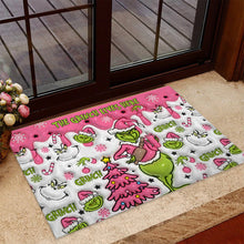 Load image into Gallery viewer, Personalized Grinch Christmas Doormat Custom Family Name