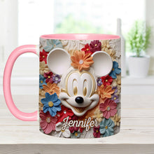 Load image into Gallery viewer, Personalized Floral Mouse Accent Mug Custom Name Gift for Mom