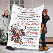 Load image into Gallery viewer, Personalized Mouse Blanket Custom Love Quote Gift for Couple