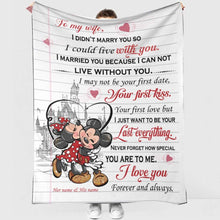 Load image into Gallery viewer, Personalized Mouse Blanket Custom Love Quote Gift for Couple