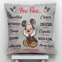 Load image into Gallery viewer, Personalized Mouse Throw Pillow with Inspirational Quotes for Kids