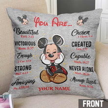 Load image into Gallery viewer, Personalized Mouse Throw Pillow with Inspirational Quotes for Kids