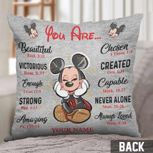 Load image into Gallery viewer, Personalized Mouse Throw Pillow with Inspirational Quotes for Kids