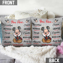 Load image into Gallery viewer, Personalized Mouse Throw Pillow with Inspirational Quotes for Kids