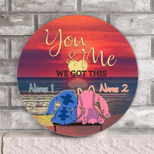 Load image into Gallery viewer, Personalized Round Wood Sign Custom Name Gift for Couples