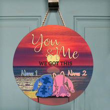 Load image into Gallery viewer, Personalized Round Wood Sign Custom Name Gift for Couples