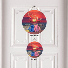 Load image into Gallery viewer, Personalized Round Wood Sign Custom Name Gift for Couples