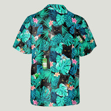 Load image into Gallery viewer, Personalized Tropical Hawaiian Shirt Custom Name Black Cat Gift