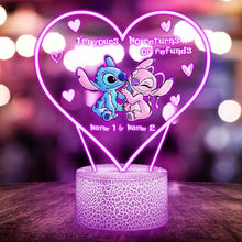 Load image into Gallery viewer, Personalized Ohana Shaped Plaque Light Base Custom Couple Gift for Valentine's Day