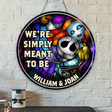 Load image into Gallery viewer, Personalized Round Wood Sign We're Simply Meant to Be Gift for Couple