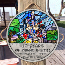 Load image into Gallery viewer, Personalized Round Wood Sign Custom Name Engagement Gift