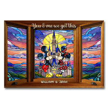 Load image into Gallery viewer, Personalized Disney Mouse Canvas Print Custom Name Gift for Couples