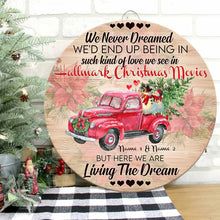 Load image into Gallery viewer, Personalized Round Wood Sign 'Living The Dream' for Christmas Gift