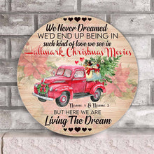 Load image into Gallery viewer, Personalized Round Wood Sign 'Living The Dream' for Christmas Gift