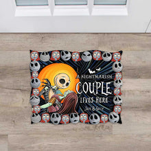 Load image into Gallery viewer, Personalized Nightmare Shaped Doormat Custom Couple Gift Halloween