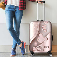 Load image into Gallery viewer, Personalized Luggage Cover Adventure Awaits Custom Name Travel Gift