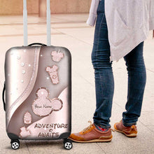 Load image into Gallery viewer, Personalized Luggage Cover Adventure Awaits Custom Name Travel Gift