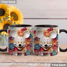 Load image into Gallery viewer, Personalized Floral Mouse Accent Mug Custom Name Gift for Mom