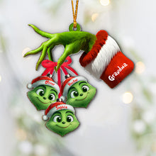 Load image into Gallery viewer, Personalized Grinchy Grandma Ornament with Custom Names for Christmas