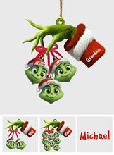 Load image into Gallery viewer, Personalized Grinchy Grandma Ornament with Custom Names for Christmas