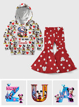 Load image into Gallery viewer, Personalized Mouse Kids Hoodie & Flare Leggings Set for Girls