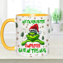 Load image into Gallery viewer, Personalized Grinch Accent Mug Custom Name Gift for Colleague