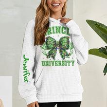 Load image into Gallery viewer, Personalized Grinch Waffle Hoodie Custom Name Gift for Christmas