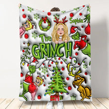 Load image into Gallery viewer, Personalized Grinch Blanket Custom Name Gift for Christmas