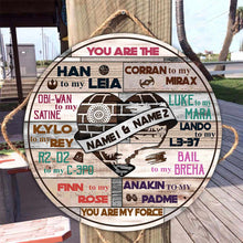 Load image into Gallery viewer, Personalized Round Wood Sign Custom Couple Names Engagement Gift